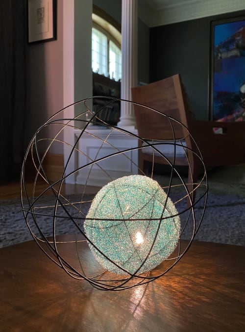 Orb Solo Frosted Blue Large Table Lamp | Lamps by Umbra & Lux | Umbra & Lux in Vancouver
