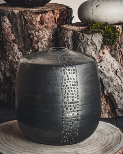 Black ceramic vase - decorative vase | Vases & Vessels by Marie M