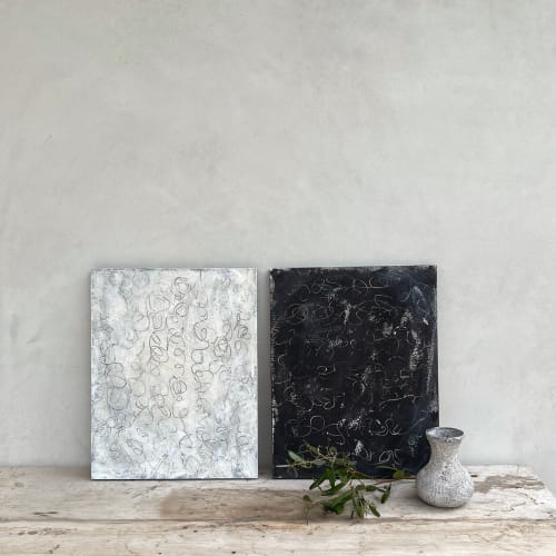 Black Squiggles Mixed Media | Mixed Media by Ooh La Lūm