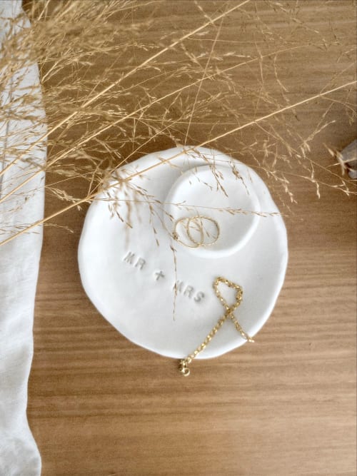 Mr and Mrs White Ring Dish Tray | Decorative Tray in Decorative Objects by Sloww Creative Studio