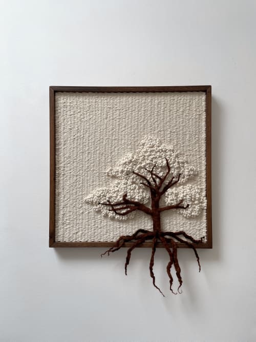 Woven wall art frame (Blossom Tree 004) | Wall Hangings by Elle Collins