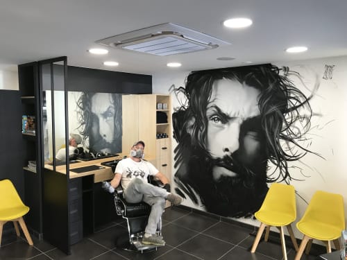 Salon Mathis Mural | Murals by AERO | Coiffeur Hommes Salon Mathis in Saint-Malo