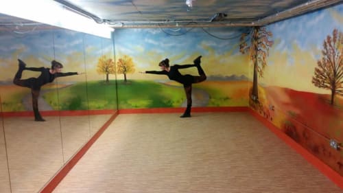 Yoga Room Mural | Murals by Pixie London | LIBRARY members club in London