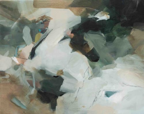 Abstract Painting in Earthy Greens | Mixed Media by Arohika Verma