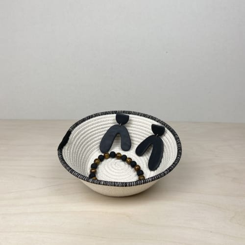 Set of 3 Small modern cotton rope bowls - Black, Tan, Grey | Decorative Bowl in Decorative Objects by Crafting the Harvest