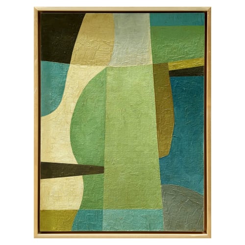 Contemporary "Shades of Green" Abstract Oil Painting | Oil And Acrylic Painting in Paintings by Suzanne Nicoll Studio