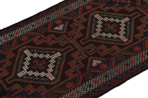 Vintage Baluch Afghan rug in Red & Blue with Geometric | Rugs by Rug and Kilim