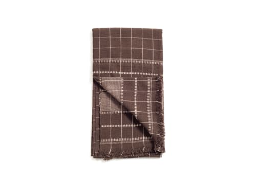 Treacle Brown Handloom Organic Cotton Checks Throw | Linens & Bedding by Studio Variously