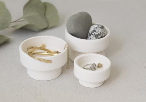 Sparkling White Pedestal Ring Dish | Tableware by Kristina Kotlier