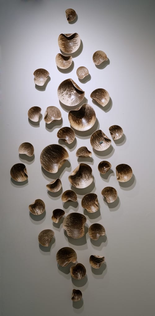 Wall Sculpture, 30 Pieces Set, Obvara Finish, Porcelain | Wall Hangings by SevaCeramics