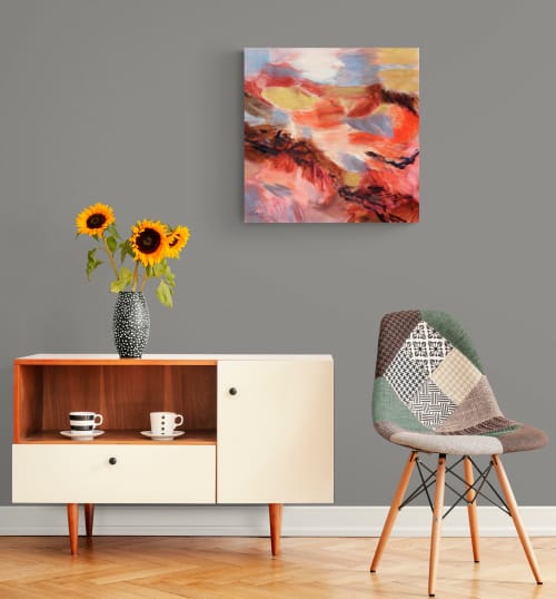 Square Canvas Abstract Landscape Oil and Acrylic | Paintings by Simona G