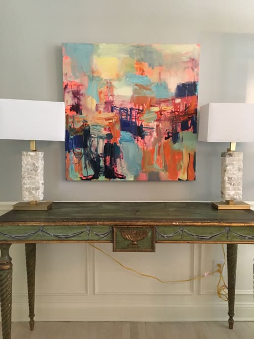 En Rose | Paintings by Galen Cheney | Private Residence, New Canaan in New Canaan