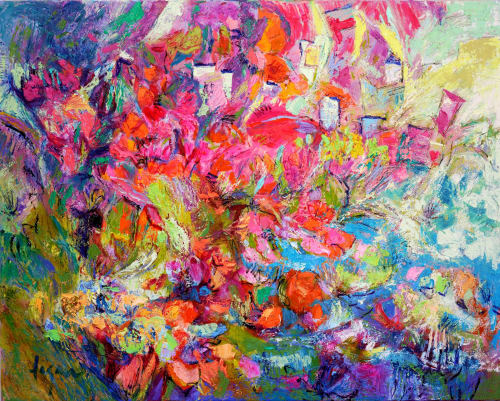 Lift Me, Fly Me 48" x 60" Floral Abstract Oil Painting | Paintings by Dorothy Fagan Fine Arts