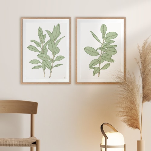 Rubbery Leaf - 1 & 2 - Green - Framed Art | Prints by Patricia Braune