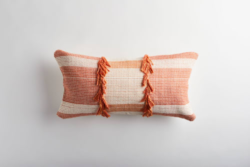 Tolima Lumbar Terracotta & Sage Green Pillow | Pillows by Zuahaza by Tatiana | Finca San Felipe in La Calera