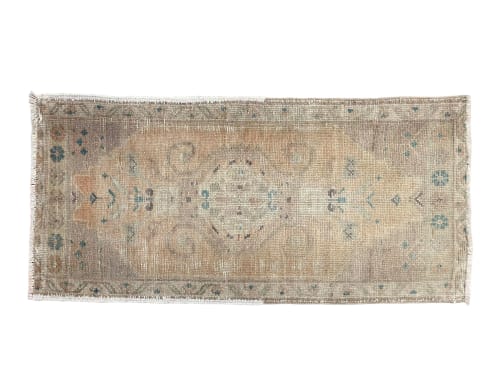 Pastel Turkish rug doormat | 1.10 x 3.9 | Rugs by Vintage Loomz
