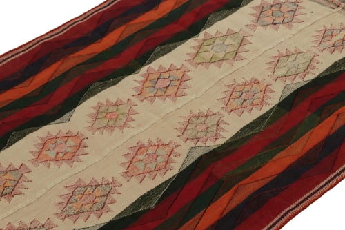 Vintage Qashqai Persian kilim in Beige with Multicolor | Rugs by Rug and Kilim