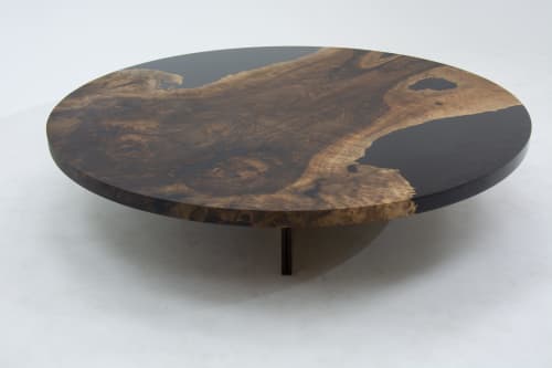 Black Resin Epoxy Table Walnut Wood Art | Dining Table in Tables by TigerWoodAtelier