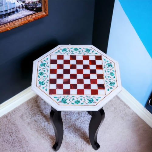 Marble chess table for gift, Handmade chess table, tabletop | Side Table in Tables by Innovative Home Decors