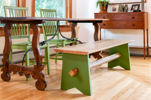 Trestle Dining Bench | Benches & Ottomans by Ogelby Woodworks