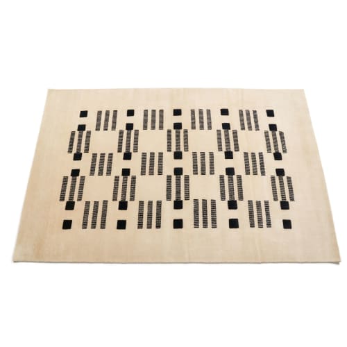 Vraj Black And White Handwoven New Zealand Merino Plush Rug | Rugs by Studio Variously