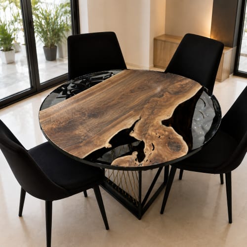 Luxury Round Black Epoxy Dining Table Top | Tables by Innovative Home Decors