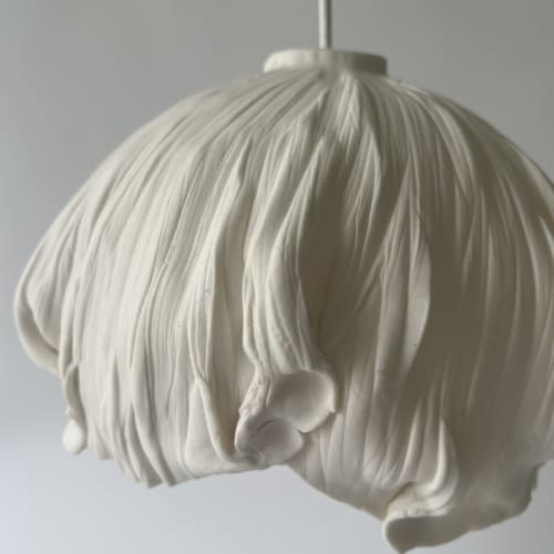 flower like white porcelain lamp | Pendants by Helene Fleury