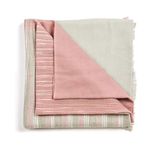 Chive Pink Green Merino Handloom Throw | Linens & Bedding by Studio Variously