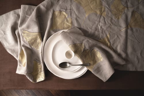GINKGO b Linen Table Runner + Napkins | Tableware by Vilenica Studio