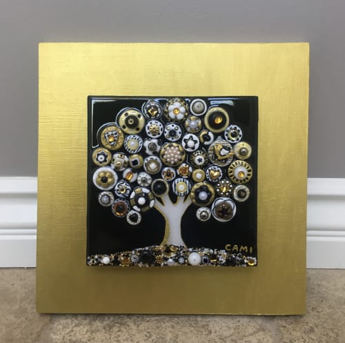 "Outlined in Gold" - 10x10" | Mixed Media by Cami Levin | Southwestern Expressions in Park City