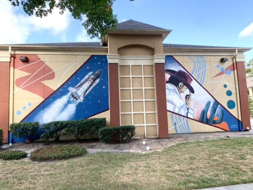 Houston Texas Themed Murals - Vivo Living Apartments | Murals by Devona Stimpson | Houston in Houston