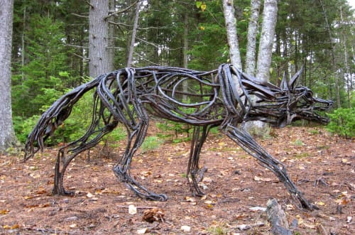 Wolves and Deer | Public Sculptures by Wendy Klemperer Art Inc | Coastal Maine Botanical Gardens in Boothbay