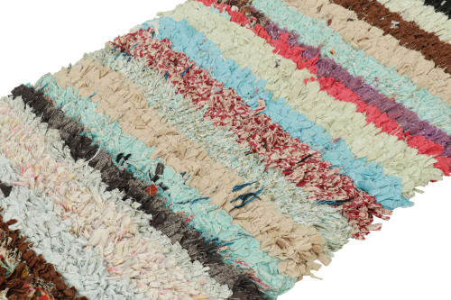 Vintage Moroccan Rag Rug with Polychromatic Stripes | Rugs by Rug and Kilim