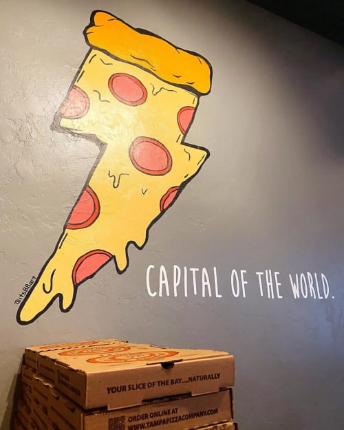 Pizza mural | Murals by Bianca Burrows | Tampa Pizza Company in Tampa