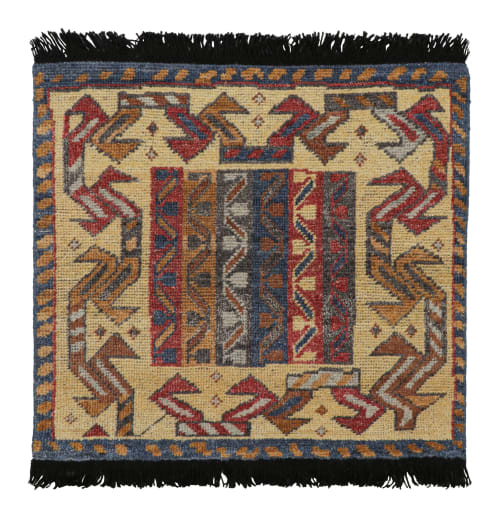 Rug & Kilim’s Tribal Square Scatter Rug with Geometric | Rugs by Rug and Kilim