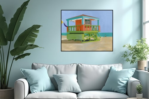 South Beach Lifeguard Station - Vibrant Giclée Print | Paintings by Michelle Keib Art