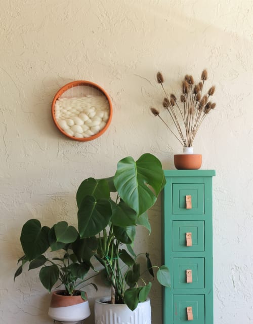 Terracotta & Fiber Wall Sculpture | Wall Hangings by Keyaiira | leather + fiber