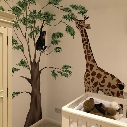 Giraffe and Gorilla Mural | Murals by Louise Dean - Artist