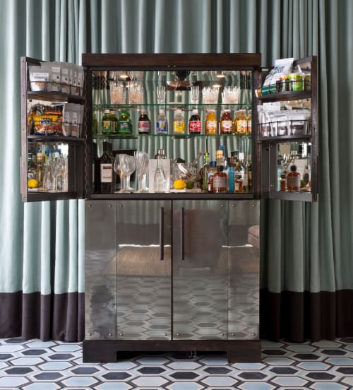 Antiqued Mirror Cocktail Cabinet | Furniture by Rupert Bevan Ltd | Soho Beach House in Miami Beach