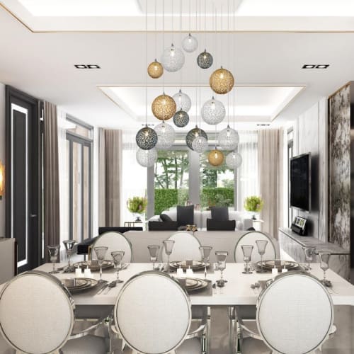 Napa 17 Glass Pendants Chandelier in Clear, Amber and Grey | Pendants by Galilee Lighting