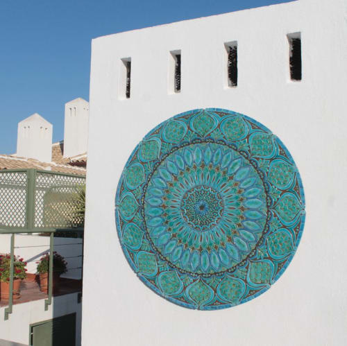 Large ceramic Mandala mural 125cm turquoise | Murals by GVEGA
