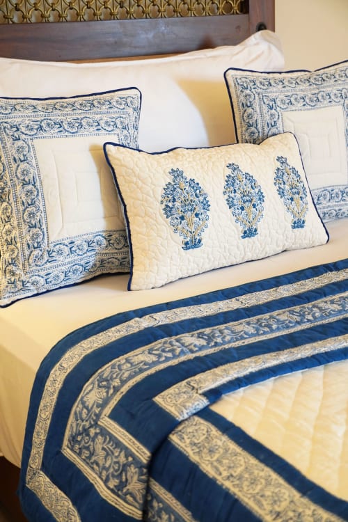 Indigo Statement Single Quilt | Linens & Bedding by Jaipur Bloc House