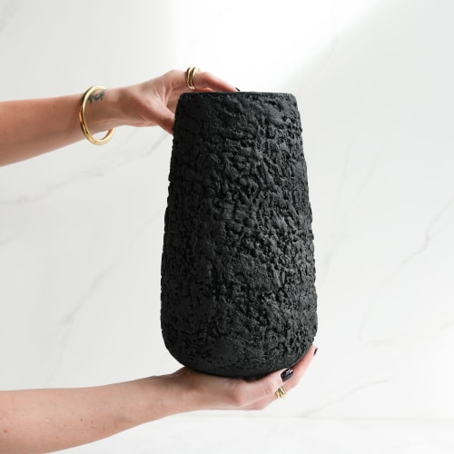 Giant Pear Shaped Vase in Carbon Black Concrete | Vases & Vessels by Carolyn Powers Designs