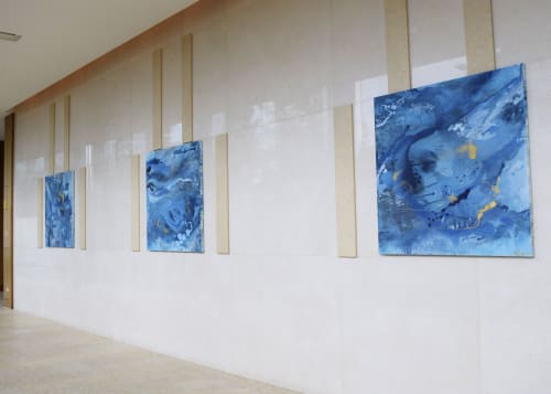 The Dreamscapes Triptych- Part of the NEW Four Seasons Patagonia Marble Collection | Paintings by Jennifer Hayes | Four Seasons Hotel St. Louis in St. Louis