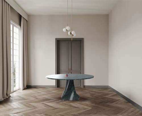 "Bianca" Round dining table in Alpi Green Marble | Tables by Carcino Design