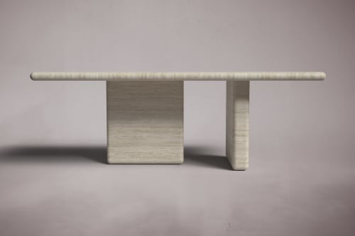 Rectangular Travertine Marble Dining Table | Tables by HamamDecor LLC