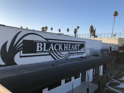 Black heart signage and mural | Signage by Float boater murals