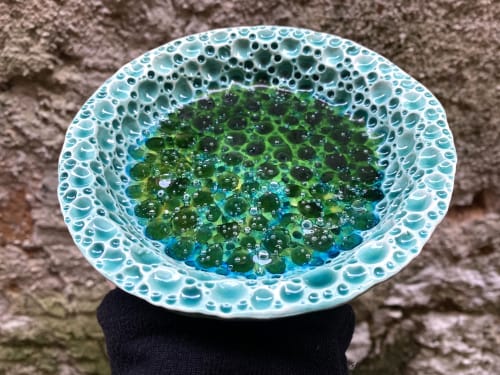 "Amorphous bubbles" - Small ceramic bowl | Decorative Bowl in Decorative Objects by "Living Water" Design by Bojana Vuksanović