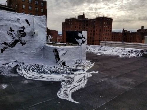 The roof | Street Murals by Oscar Lett