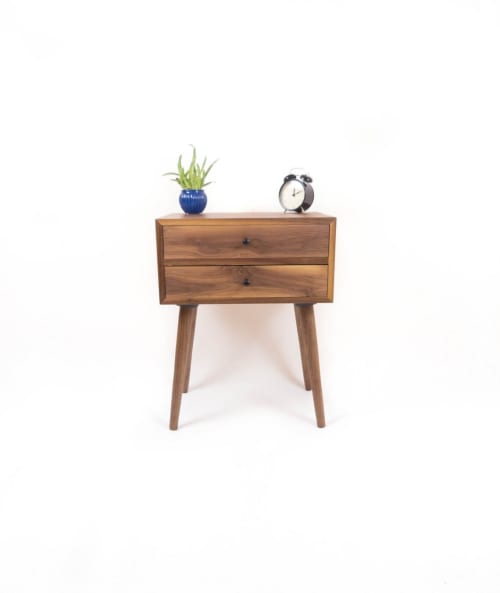 Solid Walnut Nightstand / Bedside Table | Storage by ColombeFurniture